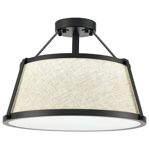 Black drum flush mount ceiling light fixture fabric ceiling lamp