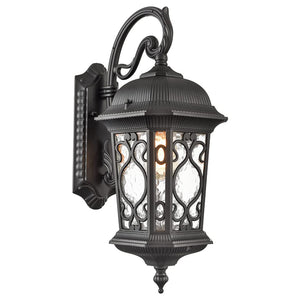 Black outdoor wall light fixture industrial exterior wall lantern sconce with glass shade