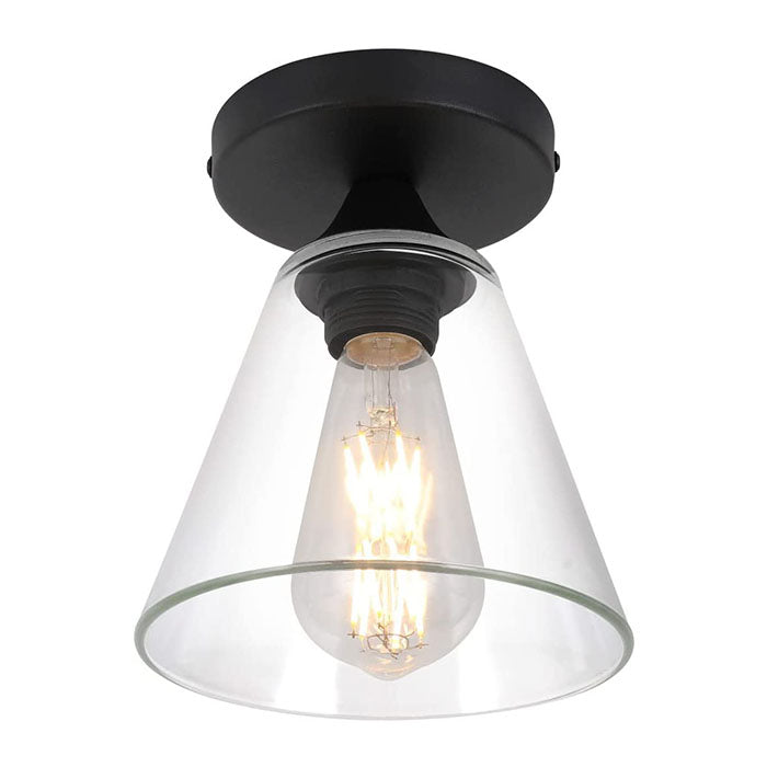 Black semi flush mount ceiling light glass farmhouse to ceiling lamp fixture with glass shade
