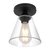 Black semi flush mount ceiling light glass farmhouse to ceiling lamp fixture with glass shade
