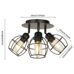 3-Light rustic ceiling light Black industrial flush mount ceiling light Metal entryway light fixture