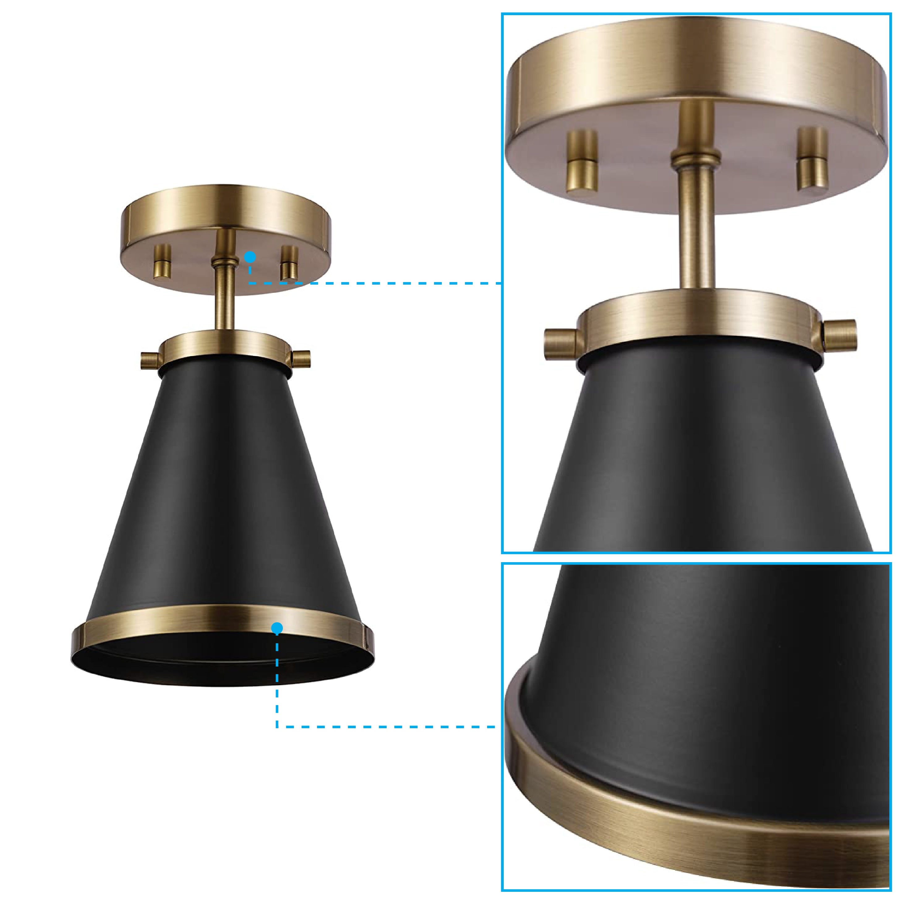 Matte Black industrial ceiling light Metal flushmount ceiling light black light lamp