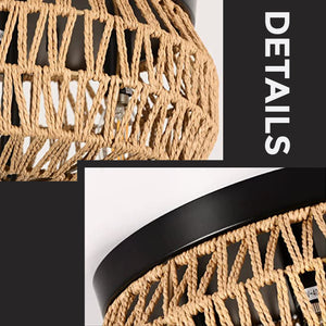 3-Lights rattan ceiling light Brown rattan flush mount ceiling light Woven rattan light fixture