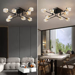 8-Lights ceiling light fixture modern Black and Gold dining room lighting Crystal ceiling light for living room