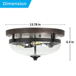 3-Light seeded glass flush mount ceiling light Metal hallway lights Seeded Glass ceiling mount light