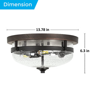 3-Light seeded glass flush mount ceiling light Metal hallway lights Seeded Glass ceiling mount light