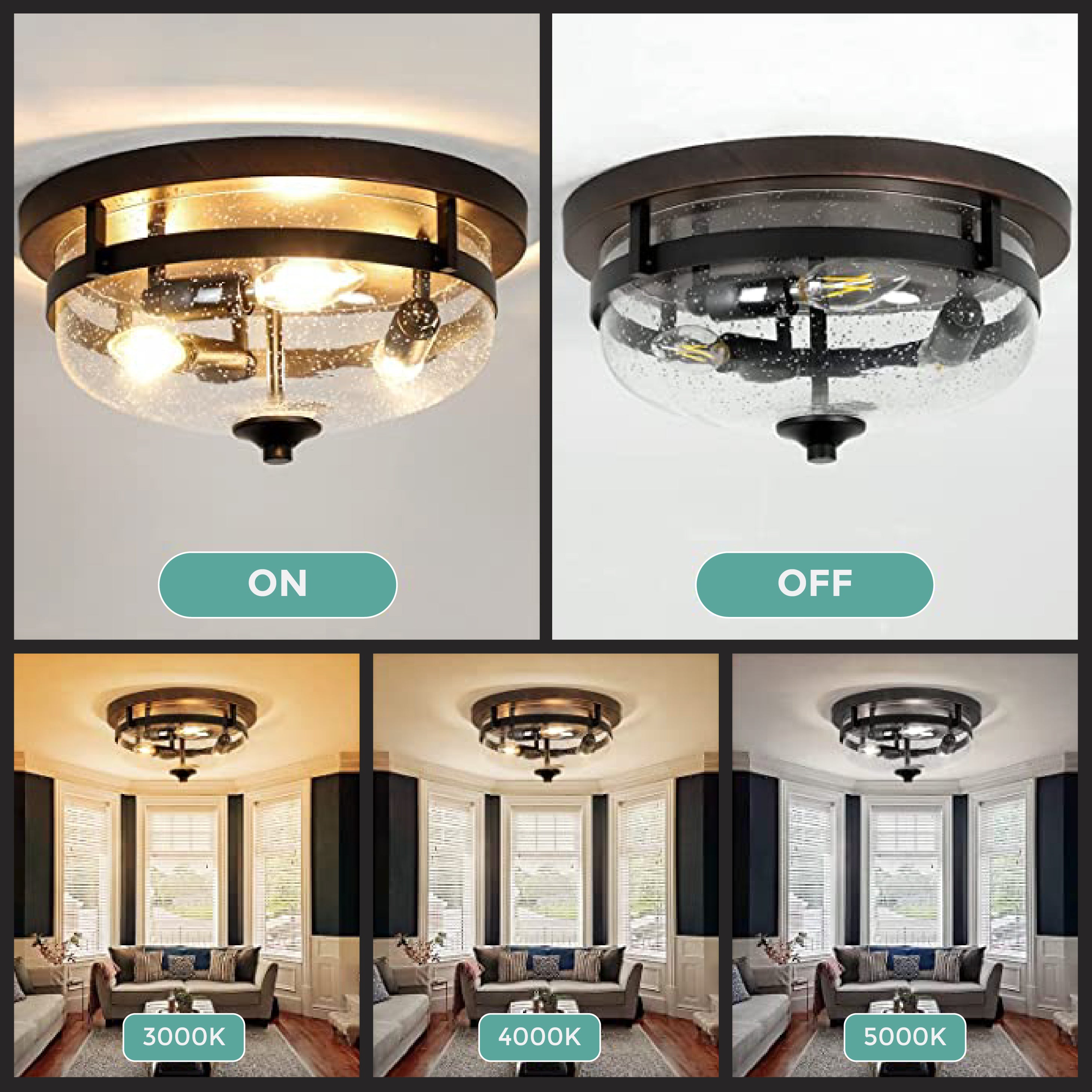 3-Light seeded glass flush mount ceiling light Metal hallway lights Seeded Glass ceiling mount light