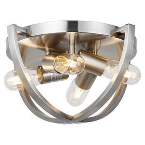 Cage semi flush mount farmhouse close to ceiling light  with nickel finish