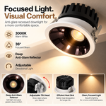 LED recessed light, 3000K, Bright Black reflector