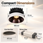 LED recessed light, 3000K, Bright Black reflector