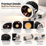 LED recessed light, 3000K, Bright Black reflector