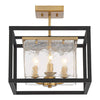 Contemporary modern ceiling light semi-flush mount fixture black squrae cage glass ceiling lamp