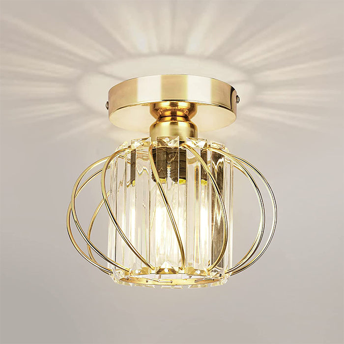 Crystal ceiling lamp gold small close to ceiling light fixturec