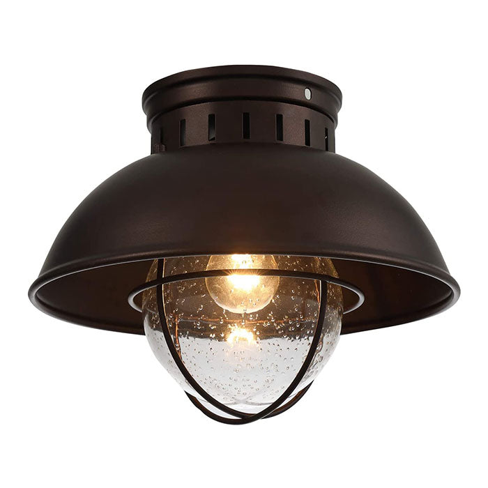 Farmhoue flush mount ceiling light fixture cage ceiling lampo with glass shade