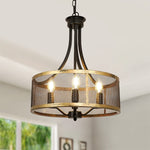 Farmhouse  black and gold chandelier industrial hanging light fixture