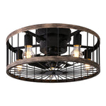 Farmhouse cage ceiling fan with light rust wood ceiling fan lamp with remote control