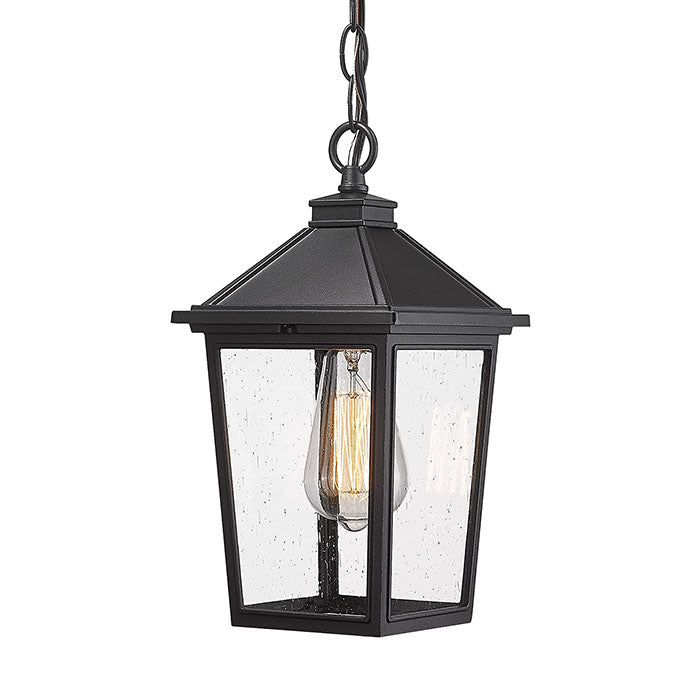 Farmhouse exterior hanging porch light black chandelier with seeded glass shade