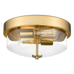 Farmhouse flush mount close to ceiling light with clear glass shade