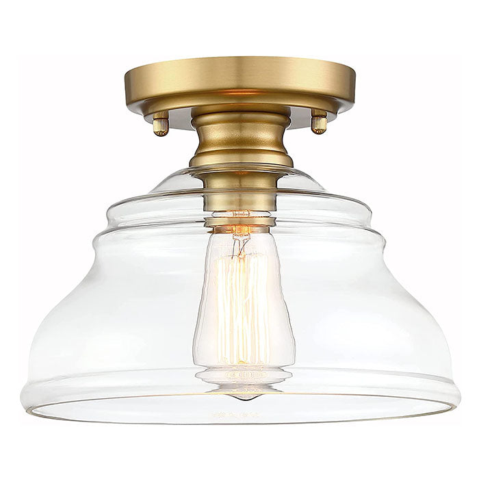 Farmhouse glass semi flush mount ceiling light industrial close to ceiling light with glass shade