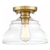 Farmhouse glass semi flush mount ceiling light industrial close to ceiling light with glass shade