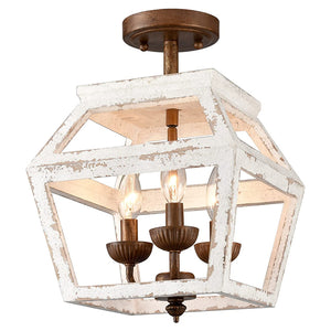 Farmhouse wood ceiling light vintage industrial white ceiling lamp
