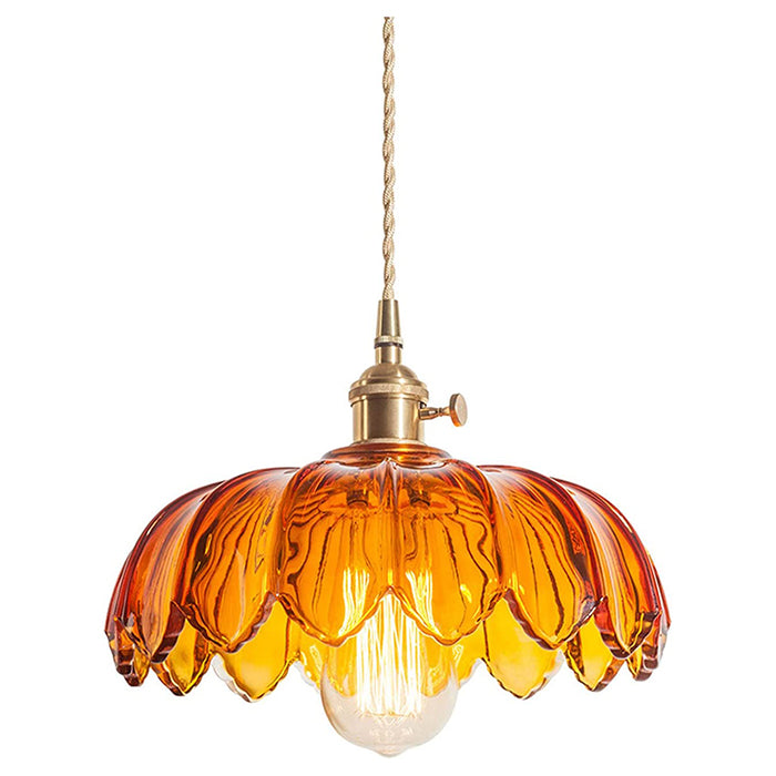 Glass lotus pendant light fixture loft bar hanging lamp chandelier