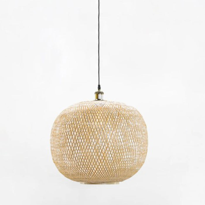 Globe bamboo pendant light 5 ft hanging black cord lamp