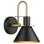 Industrial black vanity wall light fixture farmhouse indoor wall sconce with gold finish