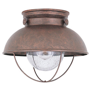 Industrial close to ceiling lamp vintage flush mount ceiling light fixture with seeded glass
