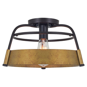 Industrial farmhouse semi flush mount ceiling light antique cage ceiling lamp with bronze finish