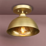 Industrial semi flush mount ceiling light bowl metal ceiling lamp with gold finish