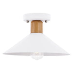 Industrial white semi flush mount light farmhouse wood ceiling light fixture