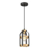 Metal cage mini pendant lighting fixture industrial hanging lamp with black and gold finish