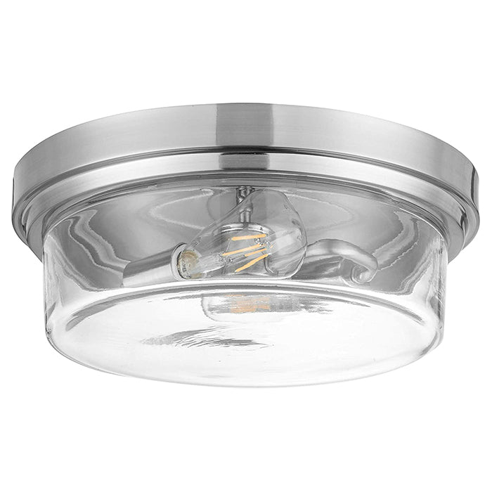 Modern nickel flush mount ceiling light drum glass ceiling lamp