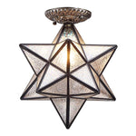 Moravian Star ceiling light fixture tiffany flush mount ceiling lamp with Iridescent shade