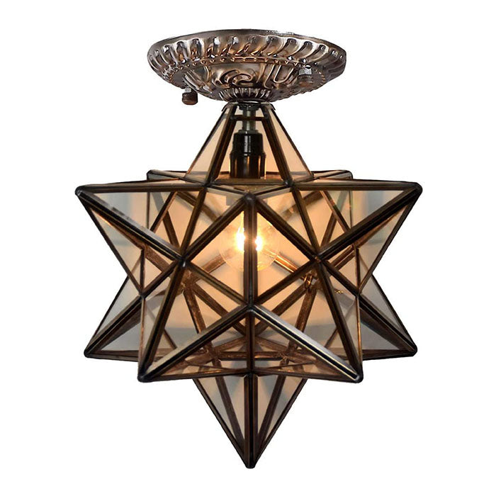 Moravian Star ceiling light fixture tiffany flush mount ceiling lamp with clear glass shade