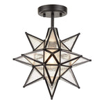 Moravian star semi flush mount ceiling light seeded glass close to ceiling lamp