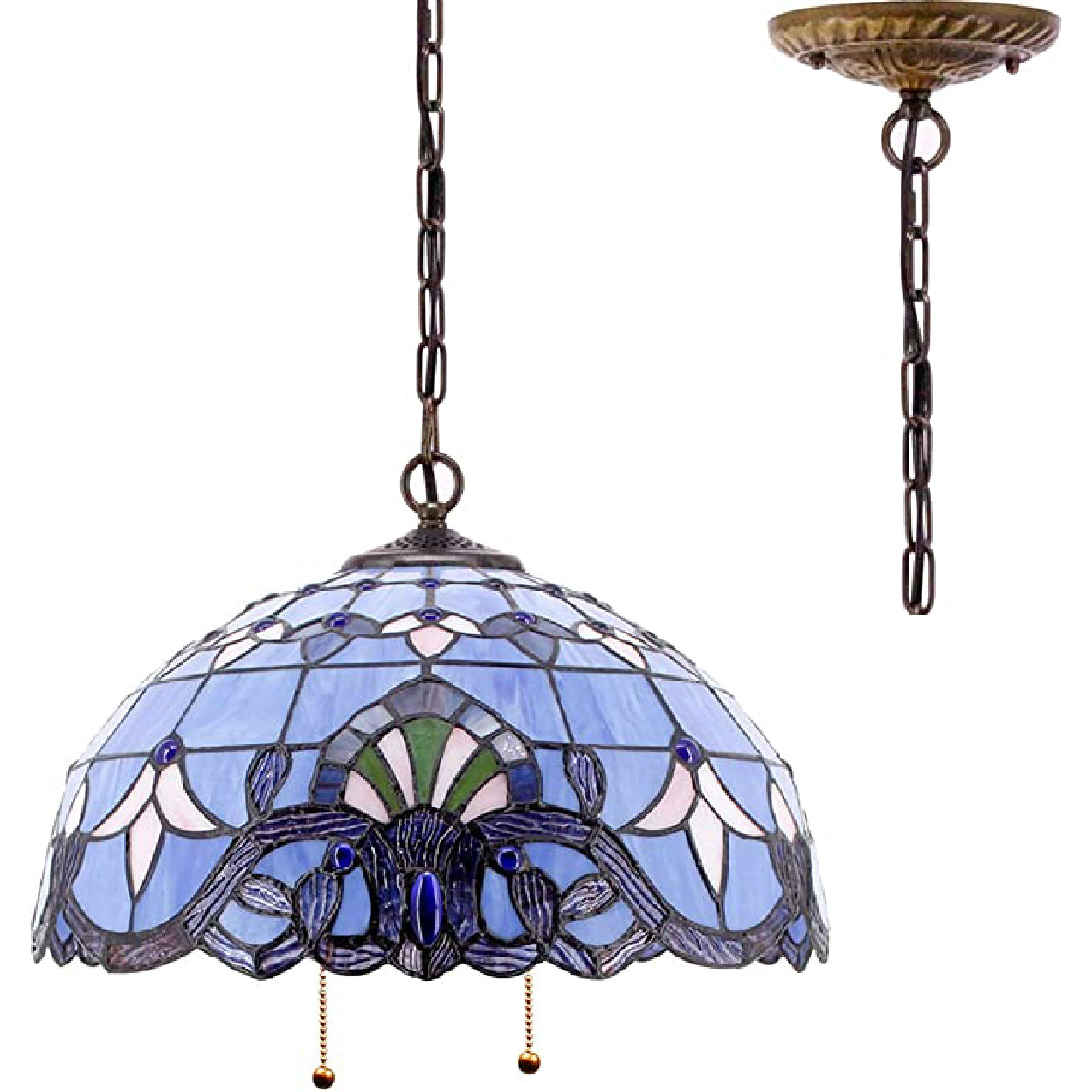 Purple blue pendant light Glass tiffany ceiling light Chandelier hanging lamp