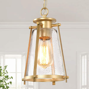 Gold brass pendant light Seeded Glass with lights Modern 1 Light hanging kitchen lights