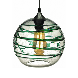 1-Pack kitchen decor Glass hanging lamp 9inch Green pendant lights