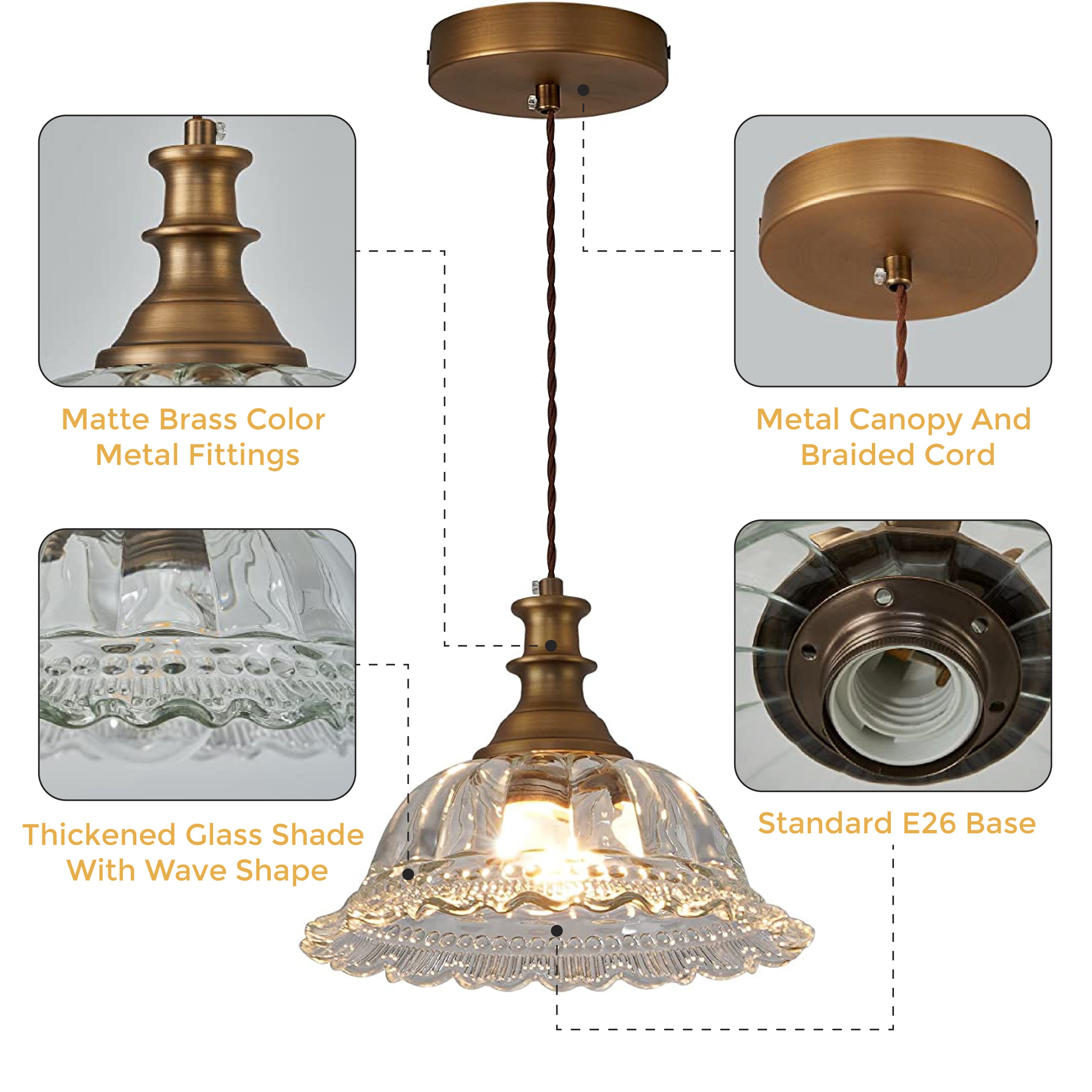Brass pendant lighting Modern hanging light fixtures  Glass vintage over sink light