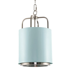 Arctic Blue metal lamp shade 1-Light modern and chic Light Brushed Nickel Finish Pendant Light