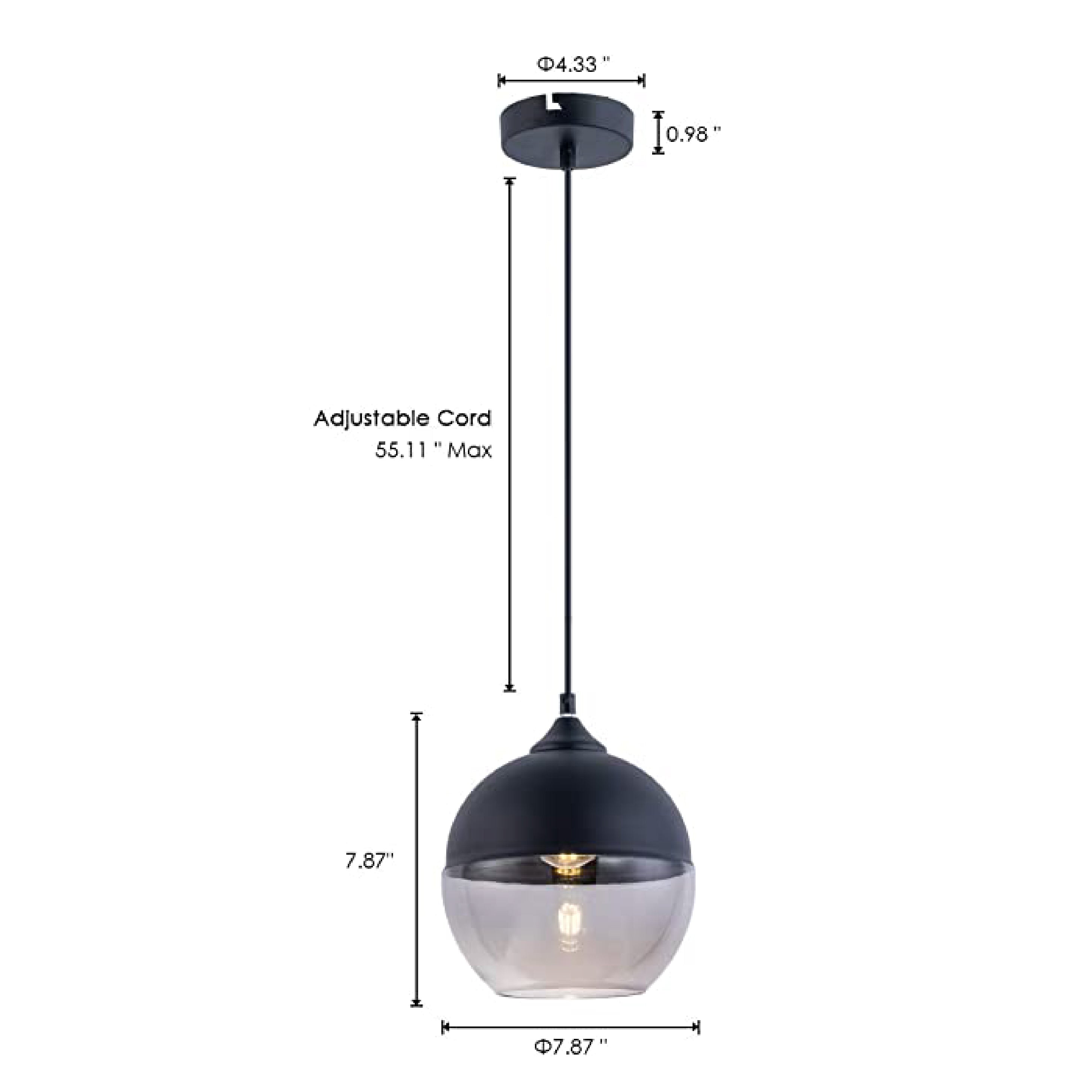 Gray mini pendant lights Glass globe light Farmhouse Hanging Light