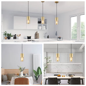 1 Pack pendant lighting Gold kitchen island lighting Adjustable Amber Glass Light