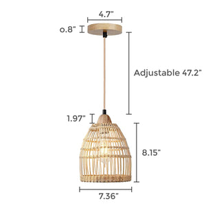 Rattan boho lamp shade 1light pendant light Farmhouse bamboo light fixture