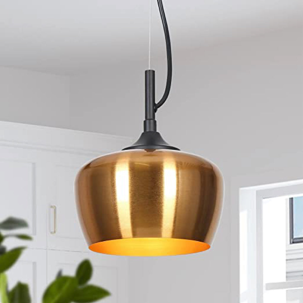 1-Light copper pendant light Metal kitchen island lights hanging Modern gold light fixture