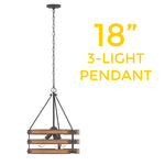 3-Light kitchen hanging lights Barnwood rustic light fixtures Art Deco wood chandelier light
