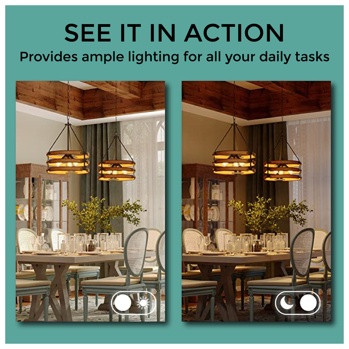 3-Light kitchen hanging lights Barnwood rustic light fixtures Art Deco – CY