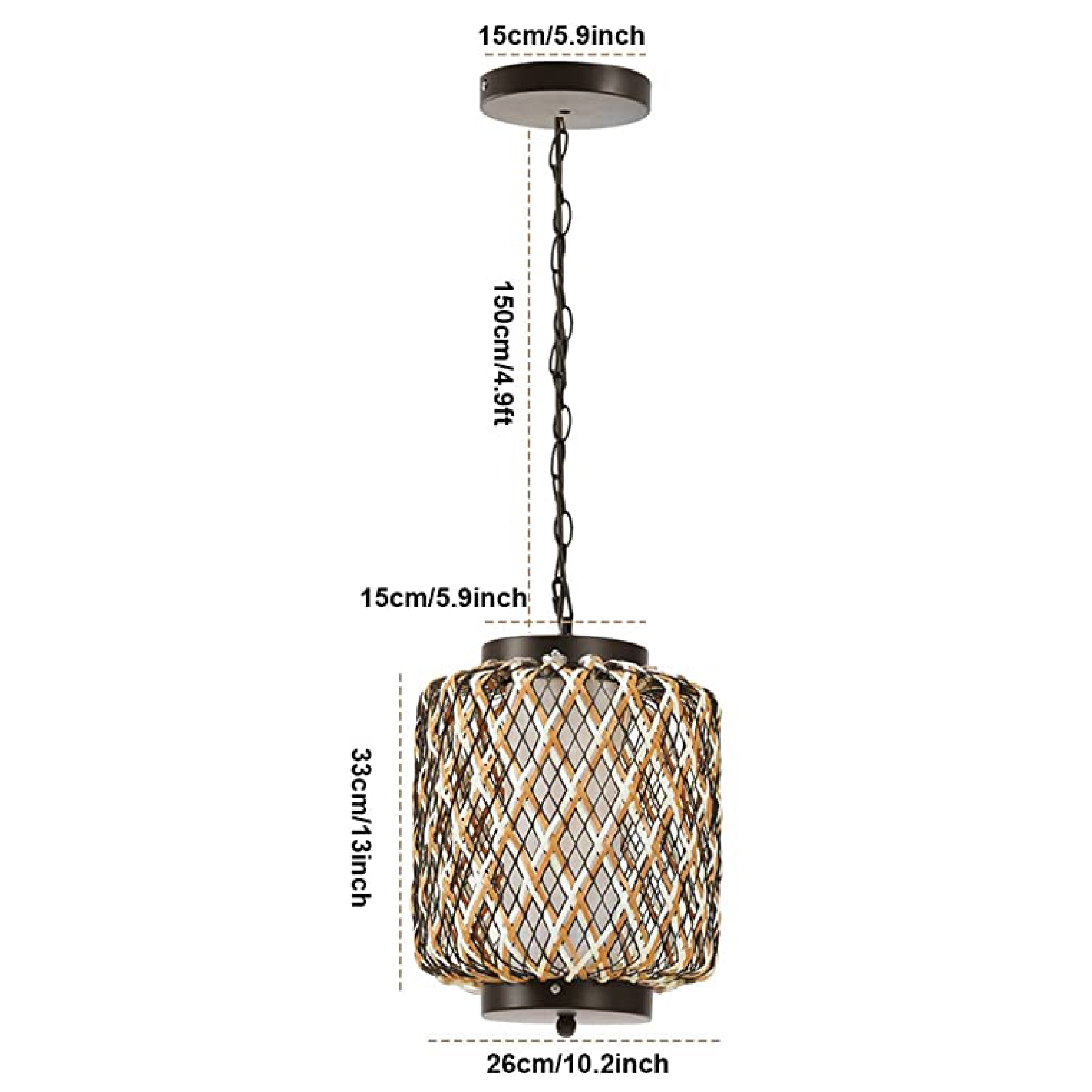 Farmhouse Light Fixtures Metal Rattan Pendant Lights Adjustable Chain Kitchen Light
