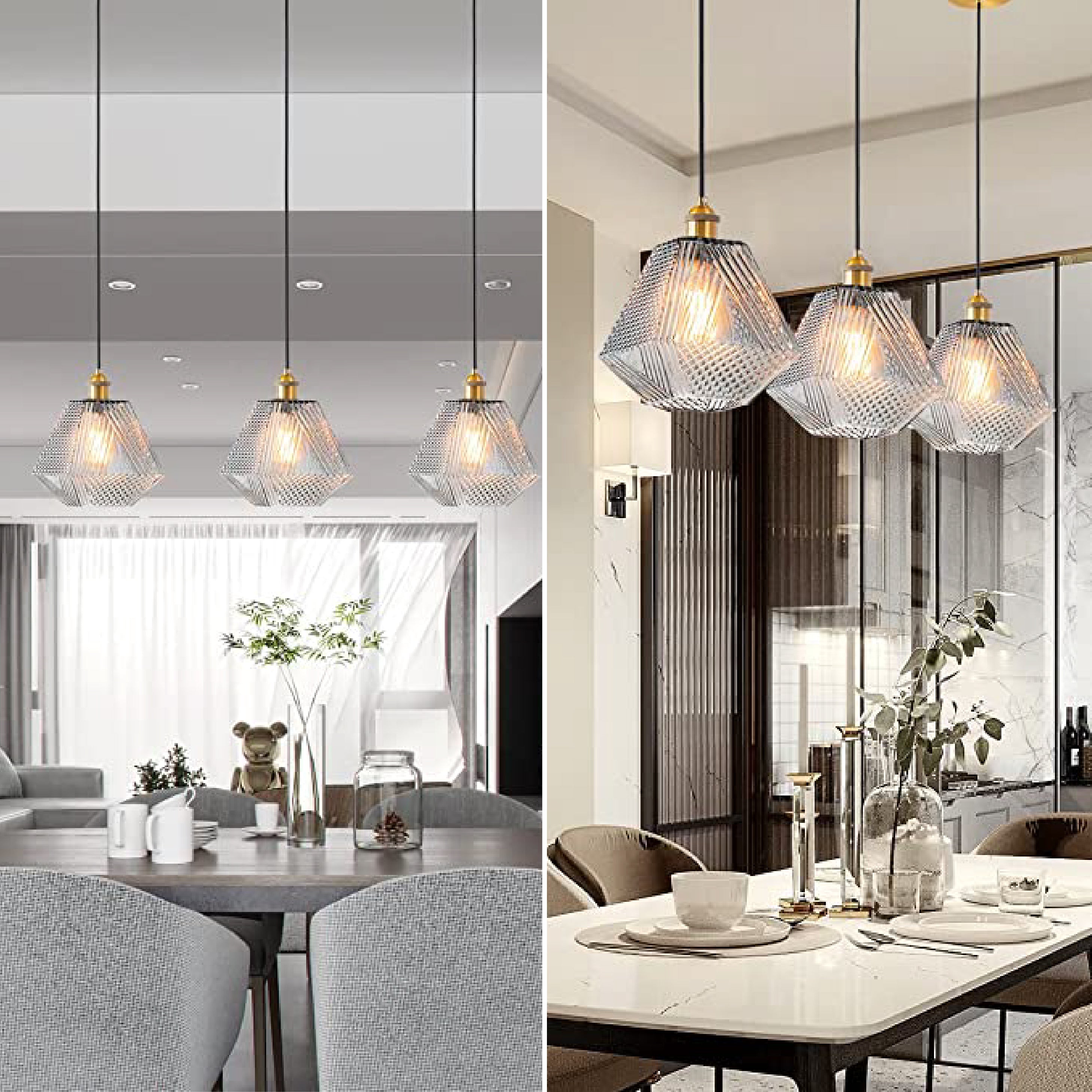 1 Light kitchen island light Grey and Gold vintage pendant light Farmhouse Hanging Light